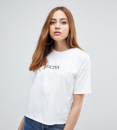 "asos Tall - T-shirt Con Scritta "extra" - Bianco