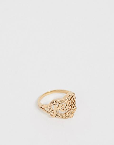 Asos Design - Anello Oro Stile Vintage Con Scritta "mum - Oro