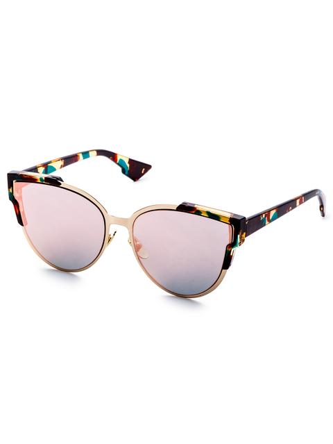 Multicolor Open Frame Pink Lens Cat Eye Sunglasses