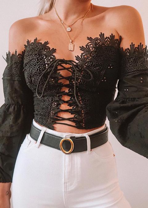 Lace-up Tie Front Crop Top