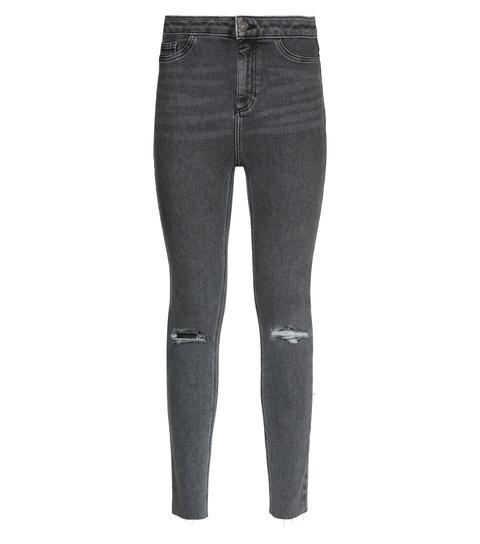 Dark Grey High Waist Skinny Ripped Hallie Jeans New Look