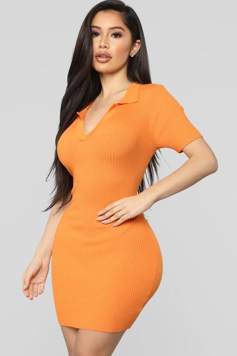 Maeda Sweater Dress - Orange