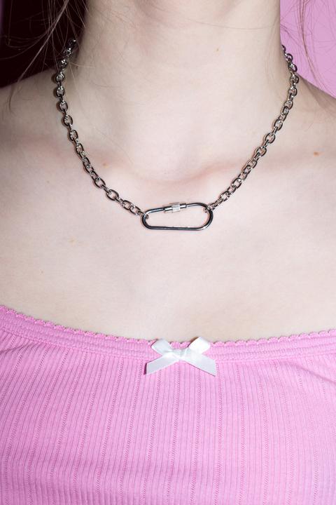 Silver Carabiner Chain Necklace from 