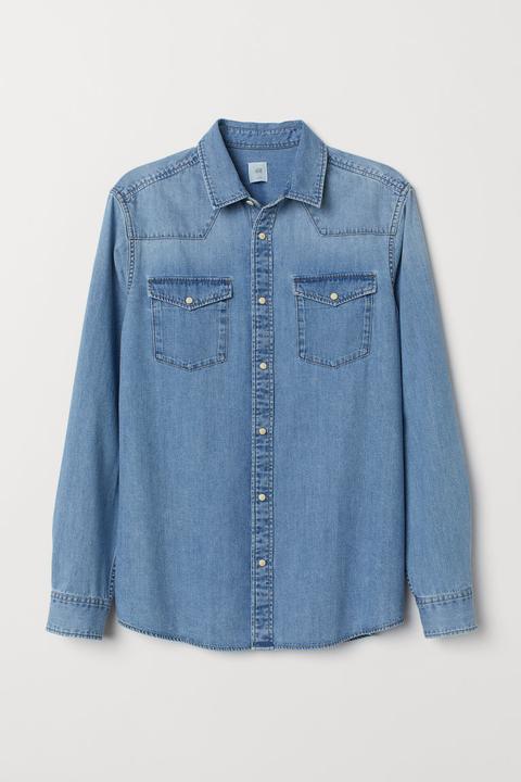 H & M - Chemise En Jean - Bleu