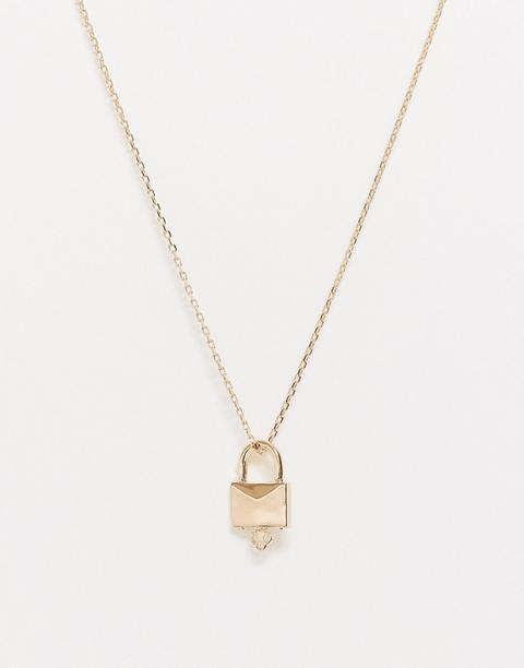 Collar De Cadena Dorado Con Candado Grueso Y Colgante En Forma De Llave De Chained &able