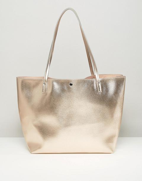 Asos - Borsa Shopper In Tessuto Accoppiato Metallizzato - Rame