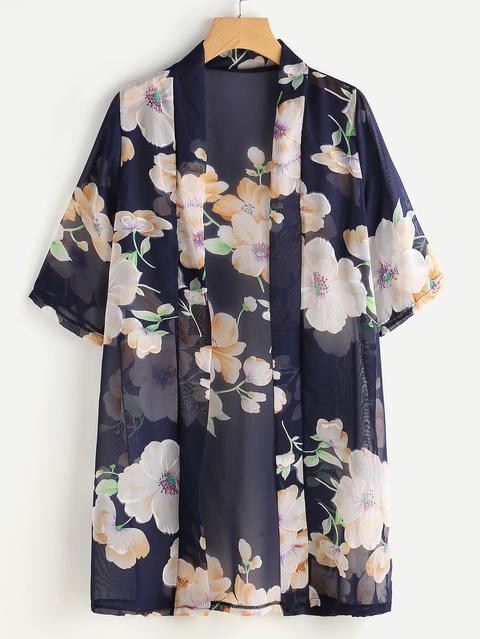 Kimono In Chiffon Floreale