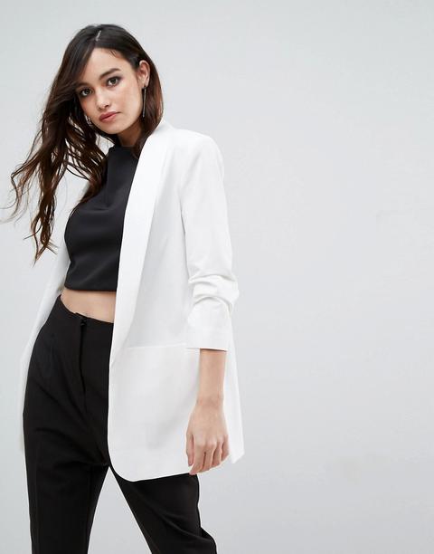 Asos - Blazer Con Maniche Arricciate - Bianco