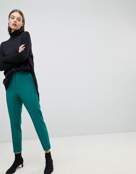 Asos Design - Pantaloni A Sigaretta Verde Pop - Verde