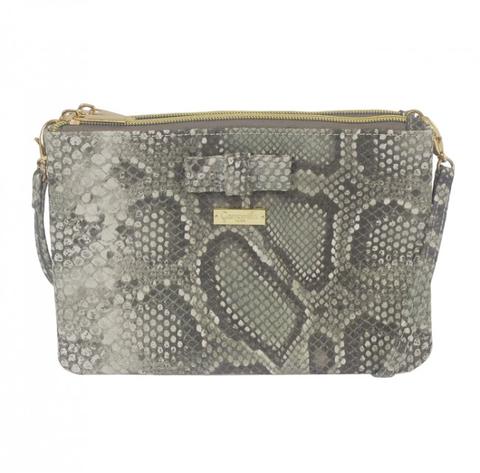 Borsa Doppia Pochette Grey Snake Shade