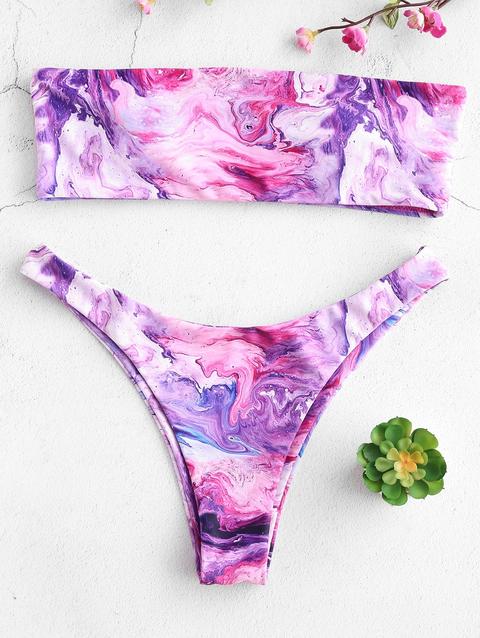 Bikini Imbottito A Fascia Di Tie-dye Di Zaful Multi-a