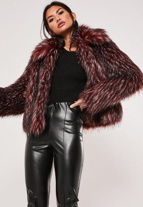 Premium Brown Tipped Faux Fur Coat, Brown