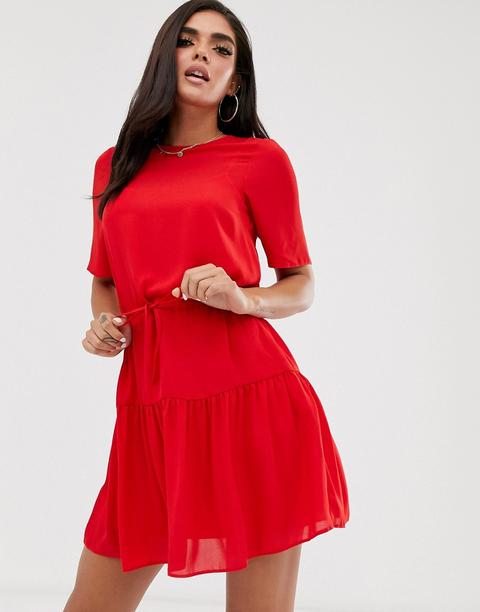 Asos Design - Vestitino A Balze - Rosso