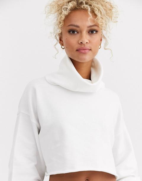 Sudadera Corta En Blanco Nieve Con Cuello Vuelto Y Diseño Amplio De Asos Design-azul