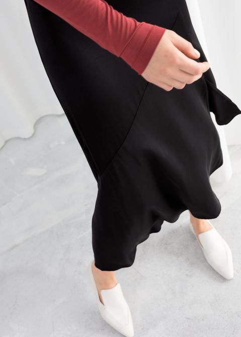 Asymmetric Slit Midi Skirt