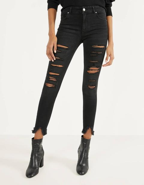 Jeans Skinny Low Waist Con Rotos