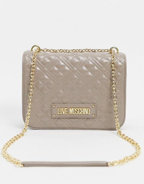 Bolso De Hombro Acolchado En Marrón De Love Moschino-gris