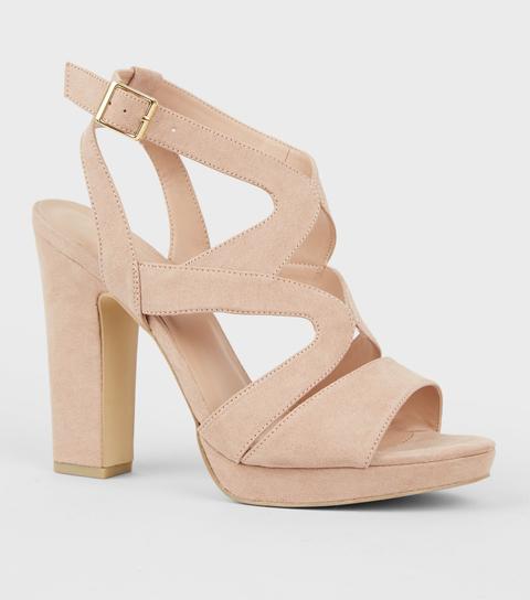BNWT Size 9 Nude Suedette Two Part Platform Shoes New Look 