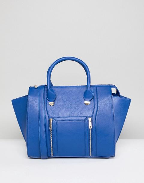 Yoki Fashion - Maxi Borsa Capiente Blu Con Zip - Blu