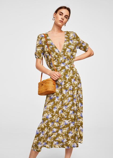 Vestido Floral Escote Cruzado