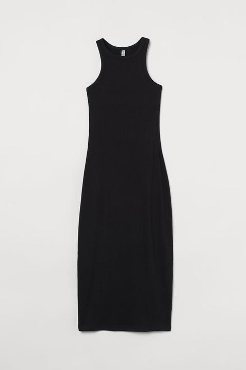 Vestido En Punto De Canalé - Negro