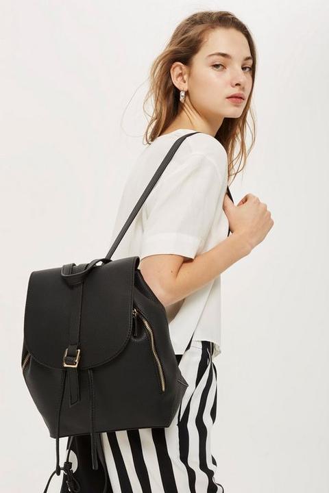 Womens Double Zip Backpack - Black, Black