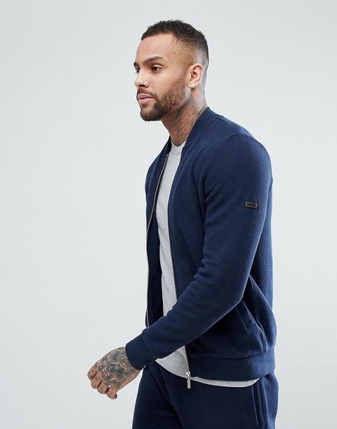 Barbour International Grip Zip Thru Baseball Sweat Jacket In Navy - Navy