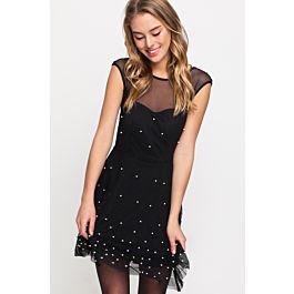 Abito A Ruota Con Tulle E Perle