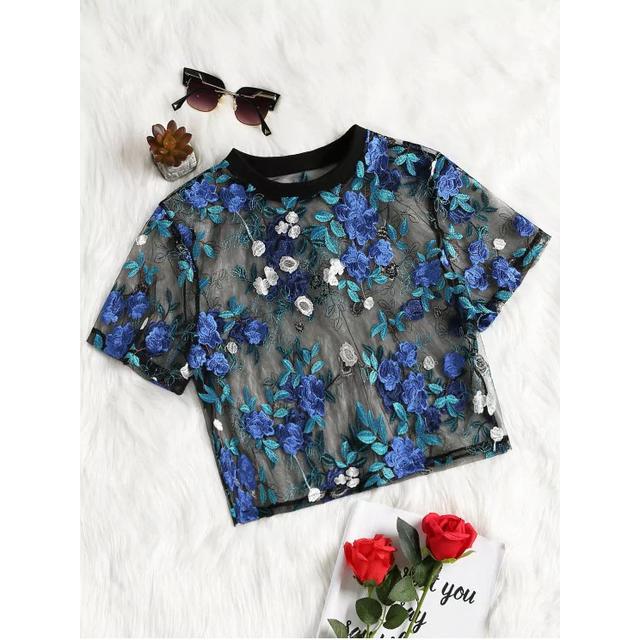 Buy blusas transparentes bordadas cheap online