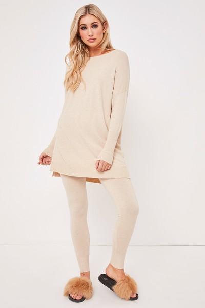 Leona Beige Oversized Loungewear Set