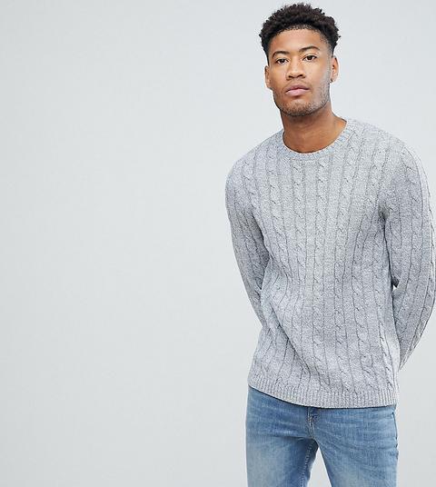 Asos Tall - Maglione Lavorato A Trecce Grigio - Grigio