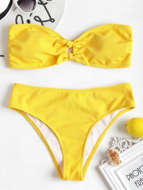 Bikini A Fascia A Costine Con Fiocco Rubber Ducky Yellow