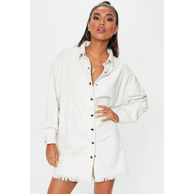 Missguided white denim dress sale