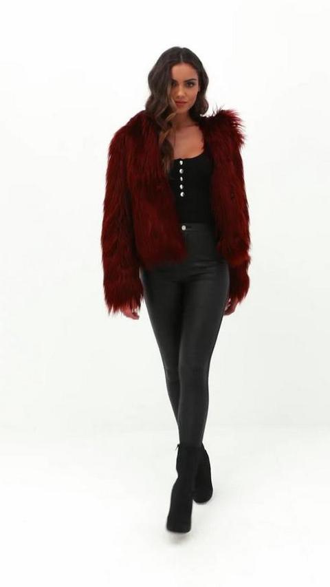 burgundy shaggy coat
