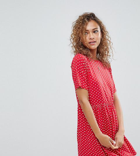 Wednesday's Girl - Vestito Grembiule A Pois - Rosso