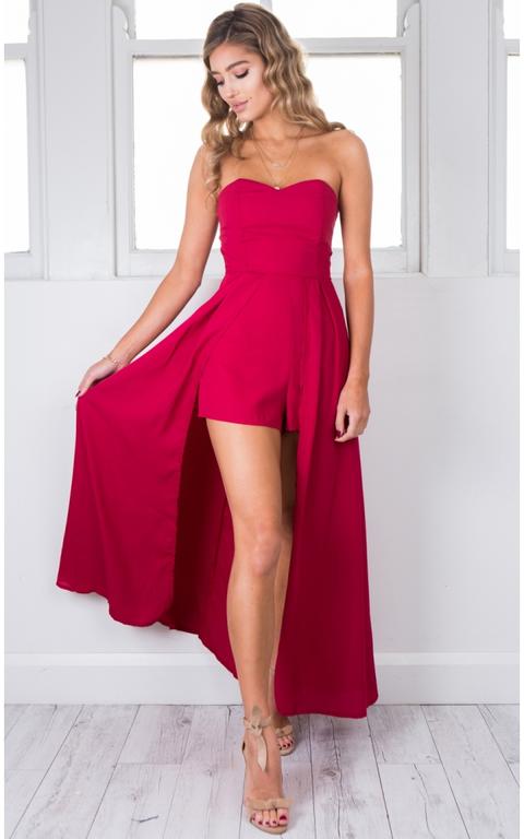 Real Talk Maxi Playsuit In Wine