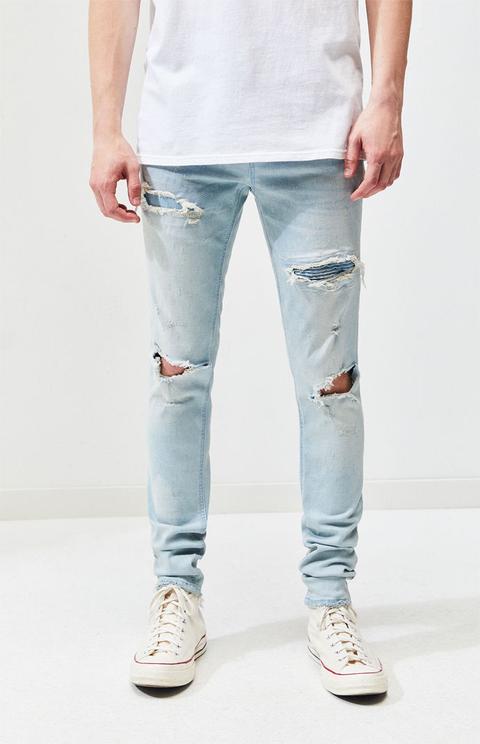 pacsun stacked skinny ripped light jeans