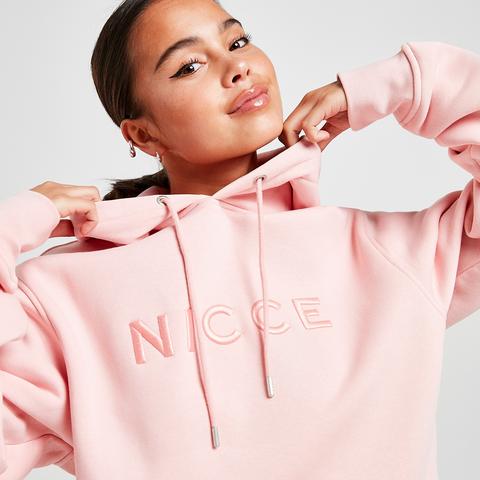 Nicce Embroidered Logo Boyfriend Hoodie - Pink - Womens