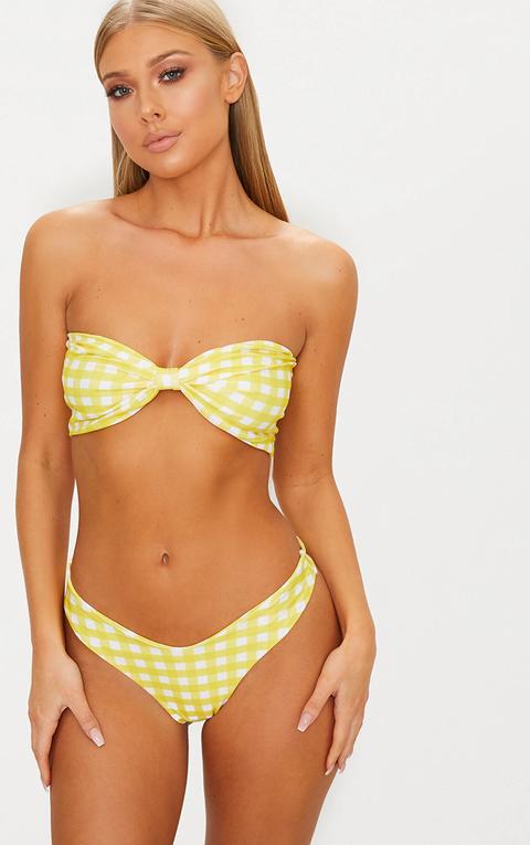 Yellow Gingham Bow Bikini Set, Yellow