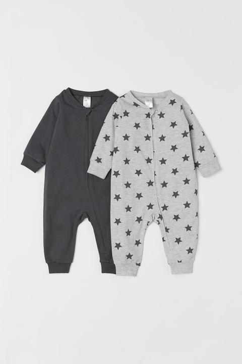 Pack 2 Pijamas Con Cremallera - Gris