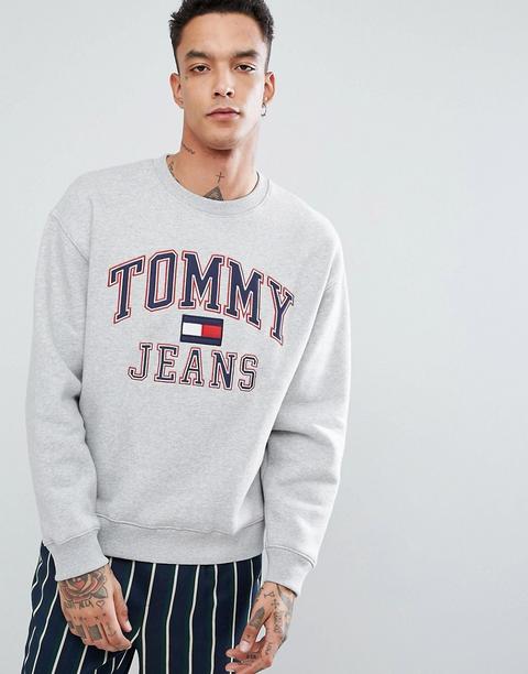 Tommy Jeans - Capsule '90 - Felpa Grigio Mélange Con Logo - Grigio