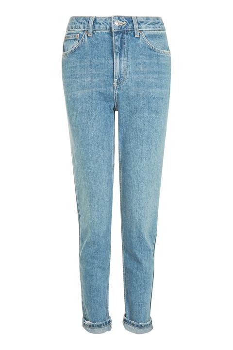 Womens Moto Vintage Blue Mom Jeans - Blue, Blue