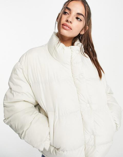 Asos Design Oversized Recycled Puffer Jacket In Cream-white from ASOS ...