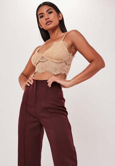 Tan Corded Lace Bralet, Tan