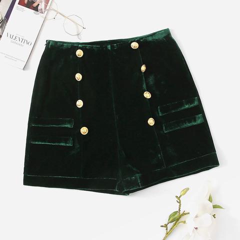 Shorts De Terciopelo Con Botones