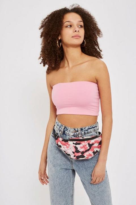 Womens Plain Bandeau Top - Pink, Pink