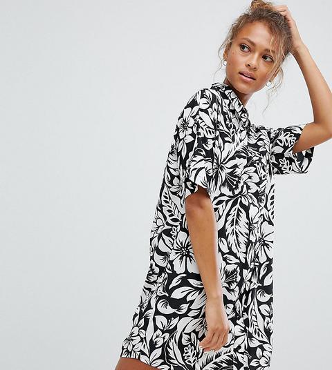 Wednesday's Girl Hawaiian Dress In Floral - Black Multi