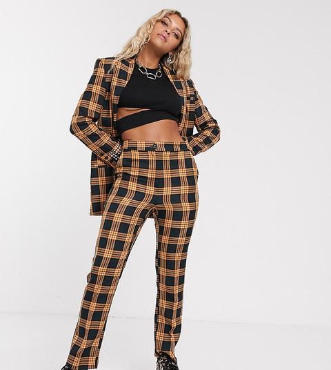 Collusion Check Peg Trouser With Print-orange