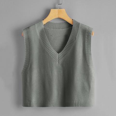 V-neck Crop Sweater Vest