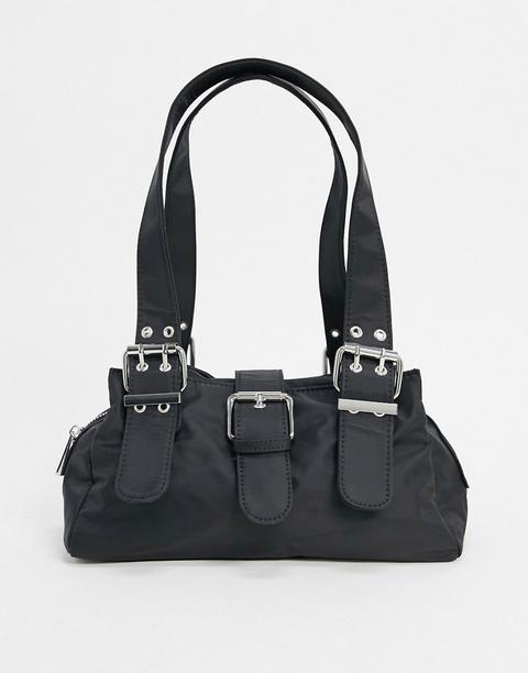 Asos Design - Sac En Nylon Porté Épaule Fonctionnel Avec Boucles - Noir